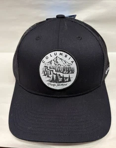 Columbia Hat Snapback Baseball Cap Black Mountain Wilderness Pine Tree Trail - Picture 1 of 5