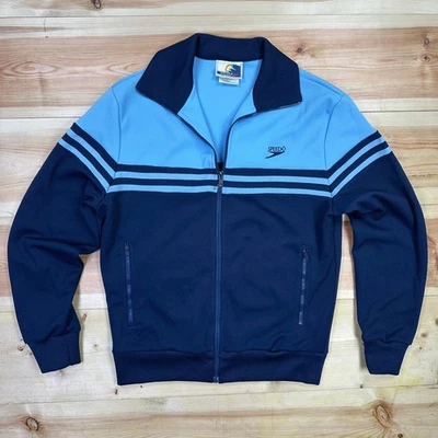 Vintage 80s Speedo Track Jacket Blue Navy Full Zip Retro Wave Logo Unisex Small - Image 1 of 4