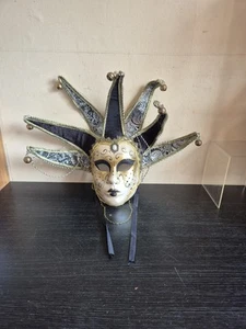 Máscara de mascarada de carnaval veneciano, artículo de campanas doradas negras como en la foto (L3) - Imagen 1 de 10