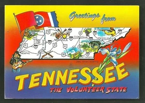 Map postcard Tennessee Flag Elvis Volunteer State USA stamp - Picture 1 of 1