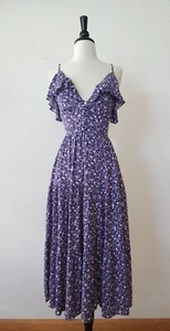 Anthropologie Midi Dress New Size Large XL Floral Purple Ruffle Bridgerton Boho - Picture 1 of 5