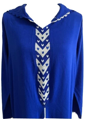 Moroccan(Jellaba)Abaya IslamicDress Blue Mlifa Handmade(randa)Embroider Size M/L - Image 1 of 4