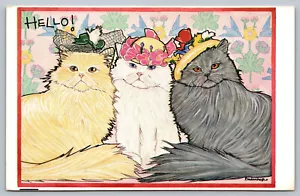 Postal ¡Hola! Gatos con sombreros North Shore Animal League Mary Badenhop arte - Imagen 1 de 2