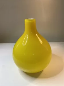 Lemon Yellow Art Glass Round Balloon Vase Hand Blown? - Picture 1 of 8