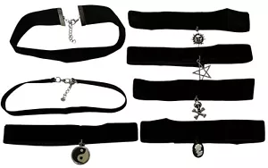 Black Velvet Gothic Chocker Charm Necklace Retro Vintage Choker Punk 90's - Picture 1 of 94
