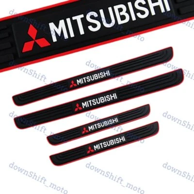 4PCS Black Rubber Car Door Scuff Sill Cover Panel Step Protector For Mitsubishi - Image 1 of 4