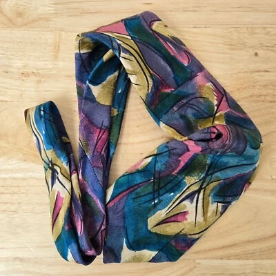 复古 Bachrach 100% 真丝意大利制造领带 59 英寸抽象 20 世纪 80 年代意大利制造男式 — 第 1/4 张图片