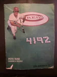 Pete Rose 4192 Hit Breaks Ty Cobb Record Scorebook Program 9/11/85 Reds v Padres - Picture 1 of 2