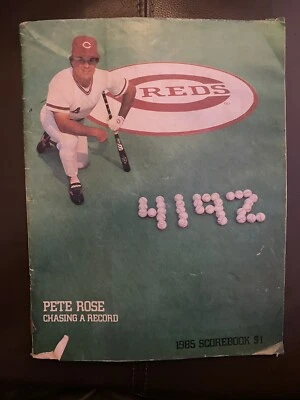 Pete Rose 4192 Hit Breaks Ty Cobb Record Scorebook Program 9/11/85 Reds v Padres - Image 1 of 2