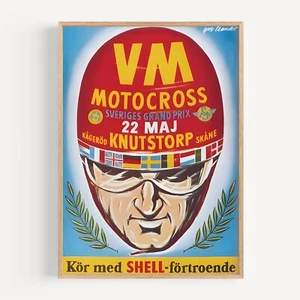 Swedish Motorcross 1960 Retro Vintage Poster Print - Picture 1 of 1