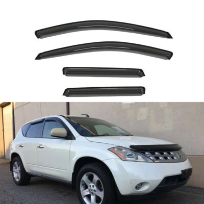 Se adapta a Nissan Murano 2003-2007 viseras de ventana negras protector de lluvia ventilación deflector de sombra Foto 1 de 4