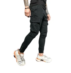 Mens Slim Fit Cargo Trousers Slacks Harem Pants Multi-pocket Tapered Outdoor New - Picture 1 of 14