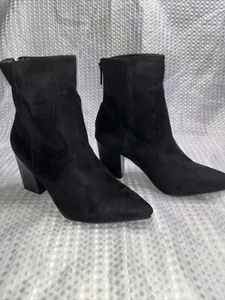 Schwarze Damen-Stiefeletten Größe 7 Reißverschluss 3-Zoll-Blockabsatz - Bild 1 von 12
