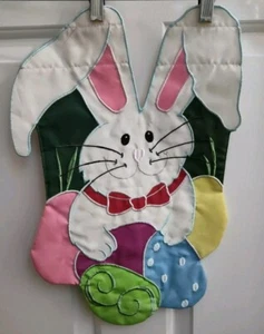 Easter Rabbit Bunny Small Garden Flag Long Ears Decorated Eggs Double Sided - Bild 1 von 6