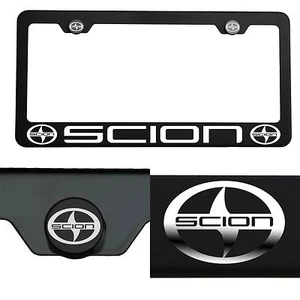 Laser Engraved Scion Mirror Matte Black License Plate Frame T304 Stainless Steel - Picture 1 of 11