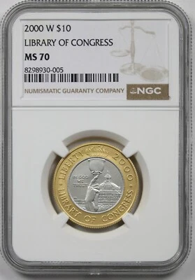 2000-W Library of Congress Commemorative $10 MS 70 NGC Bi-Metallic - Image 1 of 4