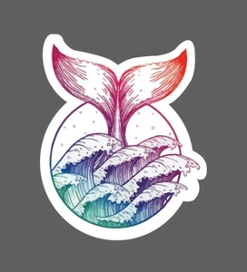 Whale Tail Sticker Ocean Waves Waterproof - Picture 1 of 3