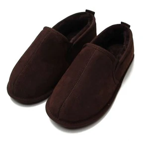 Deluxe Mens Soft Sole Sheepskin Slipper Boot - Chocolate - Gents Suede Slippers - Picture 1 of 2