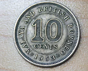 1953 Malaya & British Borneo 10 Cents - Picture 1 of 2