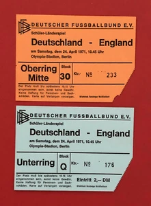 2 x Fußball Eintrittskarte Ticket Deutschland - England Länderspiel 1971 ( 60348 - Bild 1 von 2