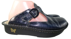 Zoccoli ALEGRIA Mule cinturino a T punta chiusa pelle blu donna taglia 39/9 US - Foto 1 di 9