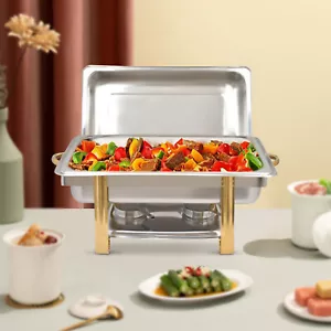 Volle Größe Speisenwärmer Buffet Catering Edelstahl Chafer Chafing Dish Set 8QT - Bild 1 von 10