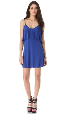 T сумки LOS ANGELES MISA Royal синий открытый назад трепетать платье размер S розничной $172  - Изображение 1 из 4