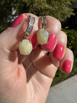 2.50Ct Oval Solitaire Natural Fire Opal Engagement Earring 14KYellow Gold Plated - Image 1 of 4