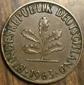 1963 GERMANY 2 PFENNIG COIN - Picture 1 of 2