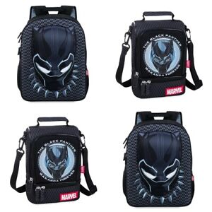 Disney Store Black Panther Backpack & Lunch Tote Box Marvel School Tote Bag Set