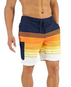 NWT CLUB ROOM 9" Sunset Stripe Board Shorts Swim Trunks  S - Picture 1 of 1