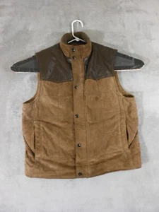 Rountree Yorke Vest Leather Men's Medium Full Zip Button Up Sleeveless Brown - Picture 1 of 8