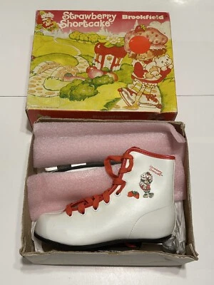 Patins de gelo vintage morango shortcake meninas tamanho 13 Y borda de corredor duplo raro - Imagem 1 de 4