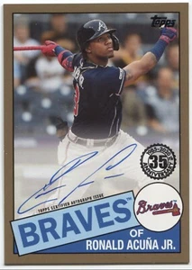 2020 Topps Series 1 RONALD ACUNA JR 1985 Topps Baseball GOLD Autograph  23/50 - Picture 1 of 1