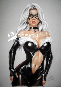 PRINT OF THE ORIGINAL*** COSPLAY ART by SLY *** NEW *** Black Cat *** # 11377 - Bild 1 von 1