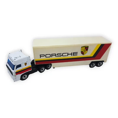 Matchbox DAF 3300 Trailer PORSCHE Space Cap Low Bed Modell LKW 1987 1981 1 86 - Bild 1 von 4