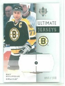 07/08 UD Ultimate Collection Ray Bourque Dual Jersey Base #'ed 093/100