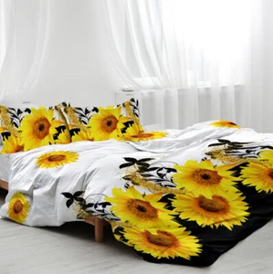 3Pcs Sunflower Duvet Cover Set Yellow Flower Bedding Set For Bedroom Full Size - Picture 1 of 12