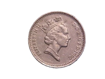 1992 Great Britain 5 Pence Elizabeth II Km# 937b -Very Nice Circ!-c4342xux - Image 1 of 2