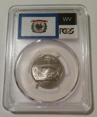 2005 S Clad West Virginia State Quarter Proof PR70 DCAM PCGS Flag Label (B) - Image 1 of 2