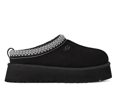 HOT SELLING UGG Tazz II Suede Logo Detail Platform Clog Slippers, Black - Image 1 of 4