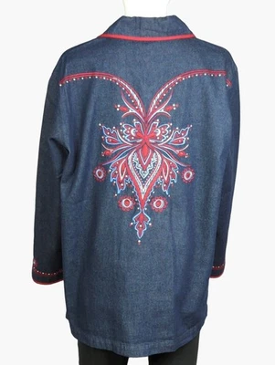 Bob Mackie Vintage QVC Mujer Talla M Bordada Denim Chaqueta Retro Nueva Foto 1 de 4