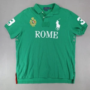 Polo Ralph Lauren Shirt Men XL Green Big Pony Rome 3 Custom Fit 100% Cotton - Picture 1 of 7