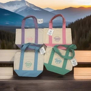 Set of 4 - Pastel 2025 TRADER JOE'S Reusable Cotton Canvas Mini Tote Bags w/Tags - Picture 1 of 1