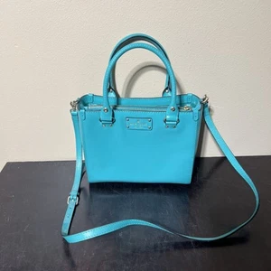 Genuine KATE SPADE Wellesley Quinn Air Blue boarskin tote bag with strap - Picture 1 of 8