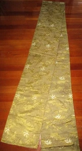 Vintage japanischer Obi Gürtel 154 1/2" L x 12" mit Gold/Grün Baum Motiv - Bild 1 von 7