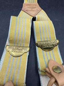 VINTAGE POLIZEI KLAMMER FEUERWEHRMANN HOSENTRÄGER MIT LEDER - Bild 1 von 8