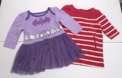 2 VESTIDO BATMAN ROSA Y MORADO BEBÉ GAP & DC COMICS BEBÉ NIÑA TALLA 3-6 MESES Foto 1 de 4
