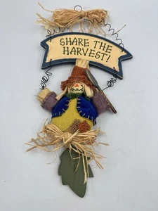 Vintage Share The Harvest Scarecrow Leaf Fall Door Hanging Décor - Picture 1 of 9