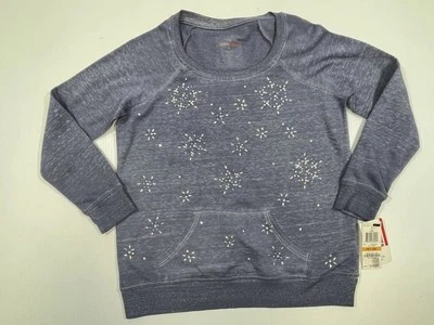 Style & Co Woman’s Petite Blue Jeweled Long Sleeve Sweatshirt PS - Image 1 of 4